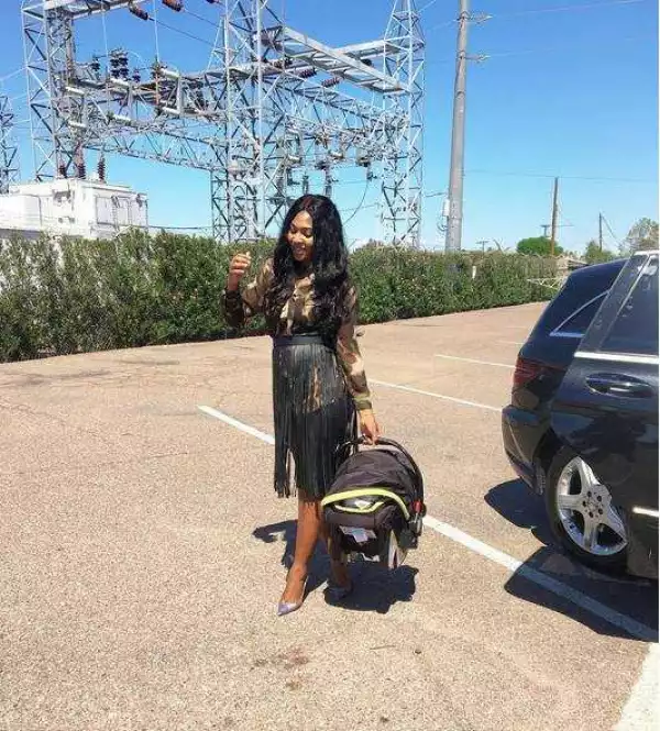 New Mum, Actress Lilian Esoro Steps Out With Her Baby In Style